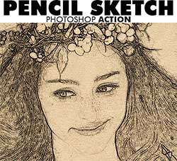 PS动作－逼真的铅笔画：Pencil Sketch Photoshop Action